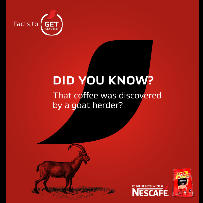 NescafeAfrica's tweet photo. Thanks to the goat herder, Kaldi and his good observation skills, we get to enjoy coffee all over the world.
#NescafeGetStarted #AwakenYourPassion
#ItAllStartsWithNescafé https://t.co/GiUd6wkl4D