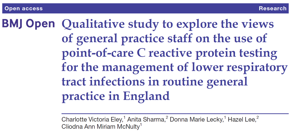 Miss_Eley's tweet photo. Getting lots of reads on our #qualitative #CRP #POCT in routine #GeneralPractice study using the #COMB behavioural framework. Please share!

#Creactiveprotein #PointOfCareTest #RespiratoryTractInfections #RTIs https://t.co/b8CxWkO4jC