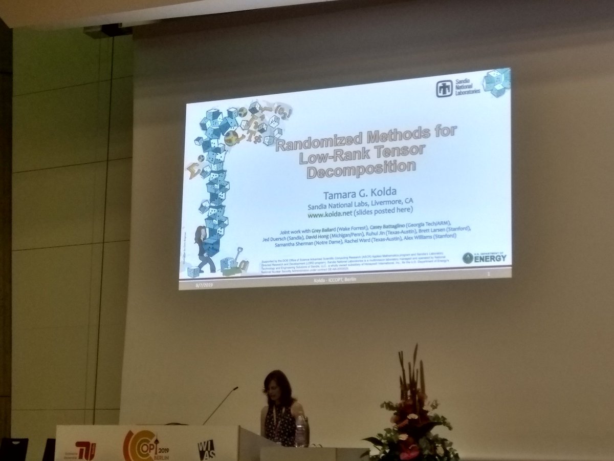 matbesancon's tweet image. Plenary by Tamara G Kolda on low-rank tensor decomposition #iccopt2019 #MathOpt