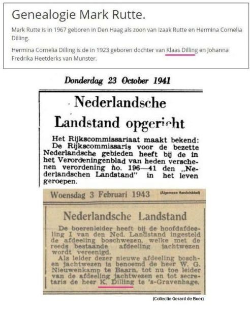 Gerard1945X's tweet photo. Een stukje geschiedenis: Klaas Dilling, de grootvader van Mark Rutte van moederskant, is op 1 februari 1943 benoemd tot secretaris van het Bos- en Jachtwezen, onderdeel van de door Reichskommissar Seyss-Inquart opgerichte nationaal-socialistische Nederlandsche Landstand. https://t.co/uJmtAWg4Wk