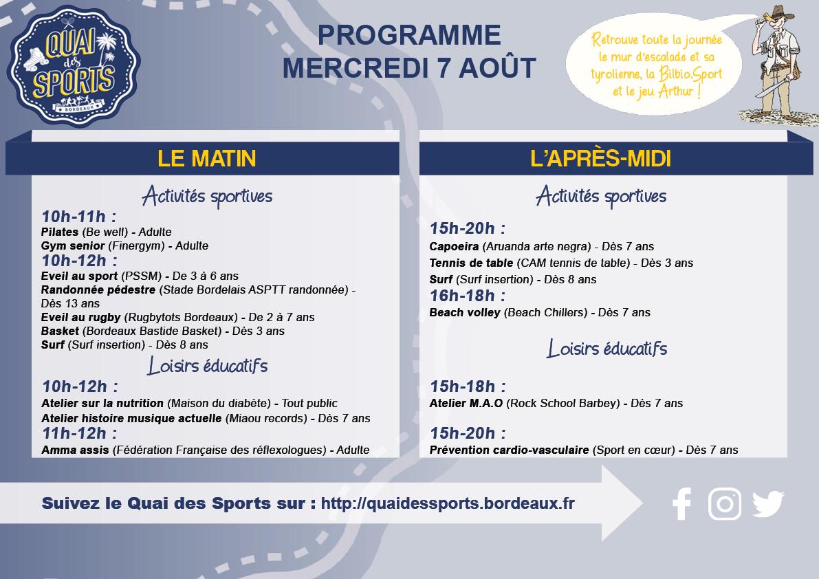 Programme du jour ! 

Venez profiter du mur digital pour sa dernière journée au #quaidessports !

Il n'y aura pas de pilates ce matin.