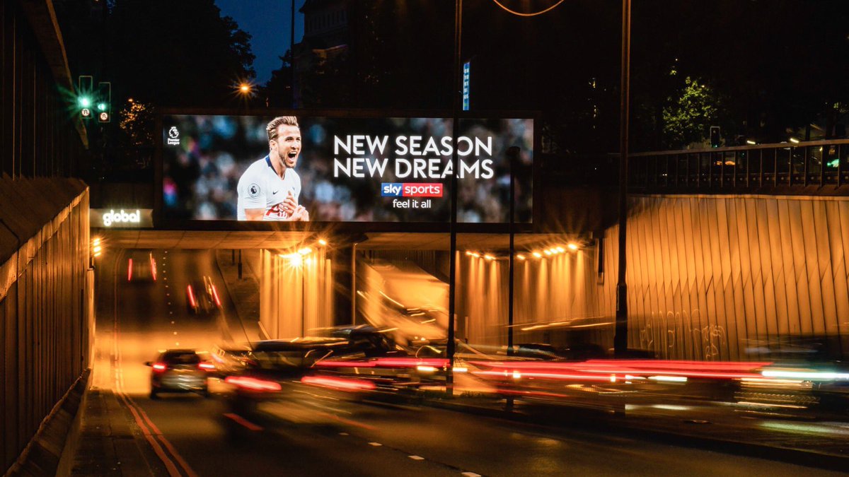 RapportWW's tweet photo. There are just two days until the 2019/20 Premier League season kicks off, and with @SkySports you’ll experience every single high and low that comes with it ⚽️

#feelitall #OOH @global https://t.co/MuKHX1mEpN