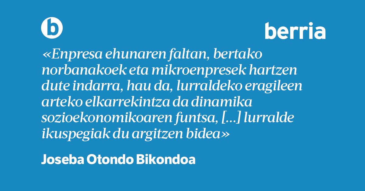berria's tweet photo. [IRITZIA] 'Landa eremua biziarazteko Baztango ahalegina', Joseba Otondo Bikondoa Baztango alkatea
https://t.co/s9LabFReAB https://t.co/jGaTiu904a