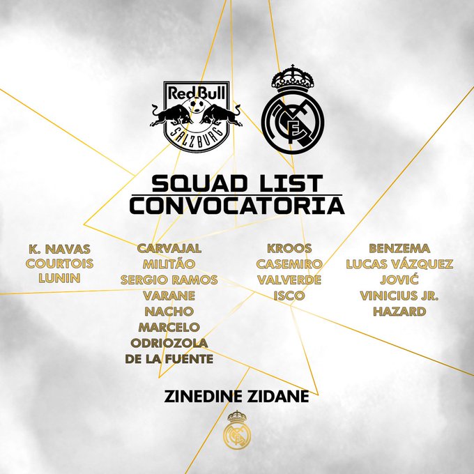 La convocatoria del Real Madrid, sin Luka Modric (Imagen: RM).