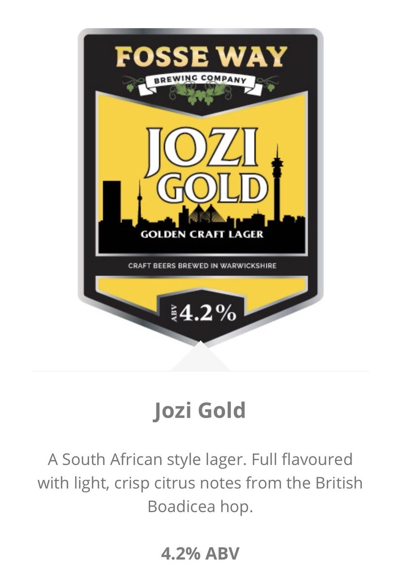 FosseWayBrewery's tweet photo. Our beer of the week is the Jozi Gold! 🍺

#WarwickshireBrewery #FosseWayBeer #CraftBeer https://t.co/pkUwxZSAUp