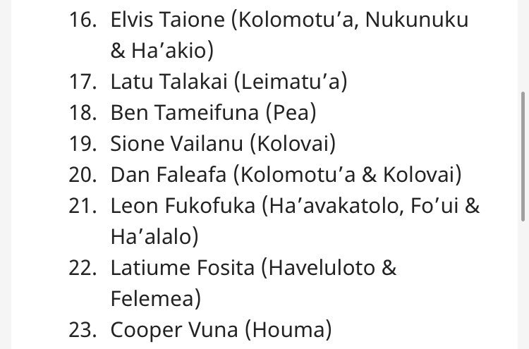LesCompos's tweet photo. Le XV de départ des Tonga pour affronter le Canada à Lautoka vendredi à 05h00 (heure française)

#TONvCAN https://t.co/IZ5g9eblCg