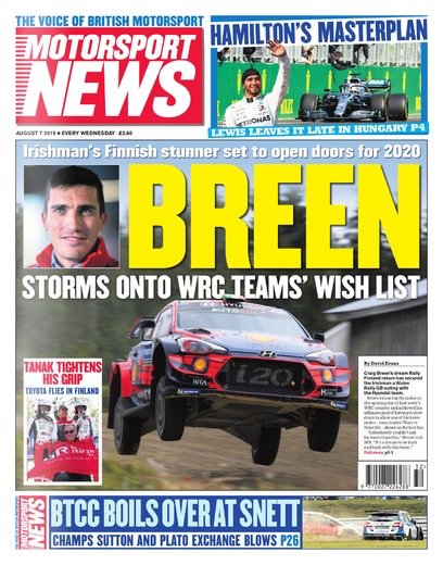 🗞 There's a <a href="/Craig_Breen/">Craig Breen</a> splash on the front page of today’s <a href="/MNmotorsport/">Motorsport News</a>.

Grab your copy now - available in both print and digital download 🔗motorsport-news.co.uk   

<a href="/davidevansrally/">David Evans</a> | <a href="/OfficialWRC/">FIA World Rally Championship</a> | #WRC