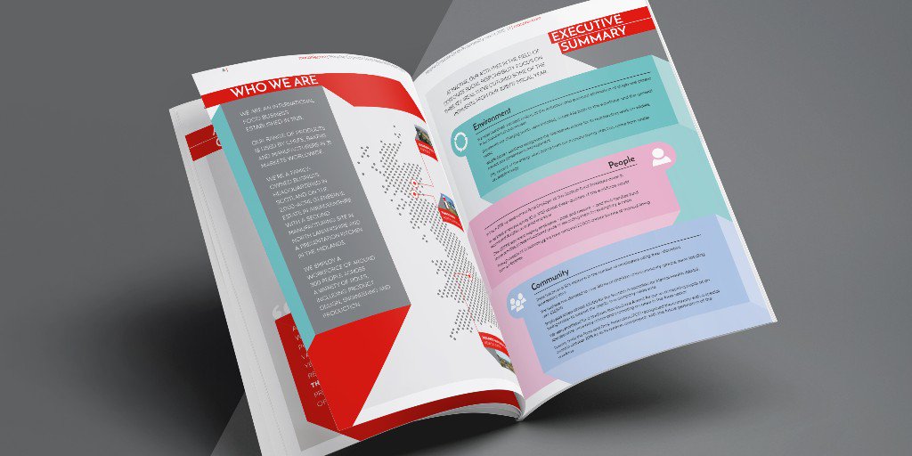 XICsocial's tweet photo. #macphiemeetsxic #wedodesign @MacphieUK wanted their CSR report to look the same as last year - but totally different. Believe it or not, we knew exactly what they meant. What do you think? #print #design #digital #aberdeen #thecreativeprinter https://t.co/ykjKibhKDo