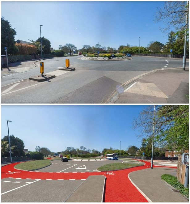 Cycling_Embassy's tweet photo. Construction of a Dutch-style roundabout in Cambridge will start in September and will last over seven months.

One of the first in the UK, it aims to improve safety by making motorists drive more slowly, and giving priority to cyclists and pedestrians. 

https://t.co/96B0EEIEiP https://t.co/Qtc3ab18kS