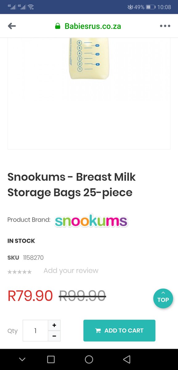 <a href="/BabiesRUs_ZA/">Babies R Us South Africa</a> <a href="/BabySense/">Baby Sense</a> The Snookums Breast milk storage bags 25 piece.
Was R99.99 Now R79.90
Reeeeallly need a breast pump.  Our first little one is due soon and I will be exclusively breastfeeding.
Fingers crossed tightly 🤞🤞🤞❤️❤️❤️
#WorldBreastfeedingWeek