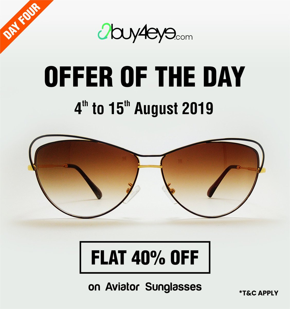 buy4eye's tweet photo. Freedom Sale - 4th to 15th August 2019
DAY FOUR
Up to 40% discount on Aviator Sunglasses
#WearTheChange
#sunglasseslover #sunglassesfashion #sunglassess #sunglassesmurah #sunglassesaddict #sunglassesatnight #sunglasseslovers #SunglassesStyle #sunglassesminus #sunglassesbranded https://t.co/EYL1agr6Sq