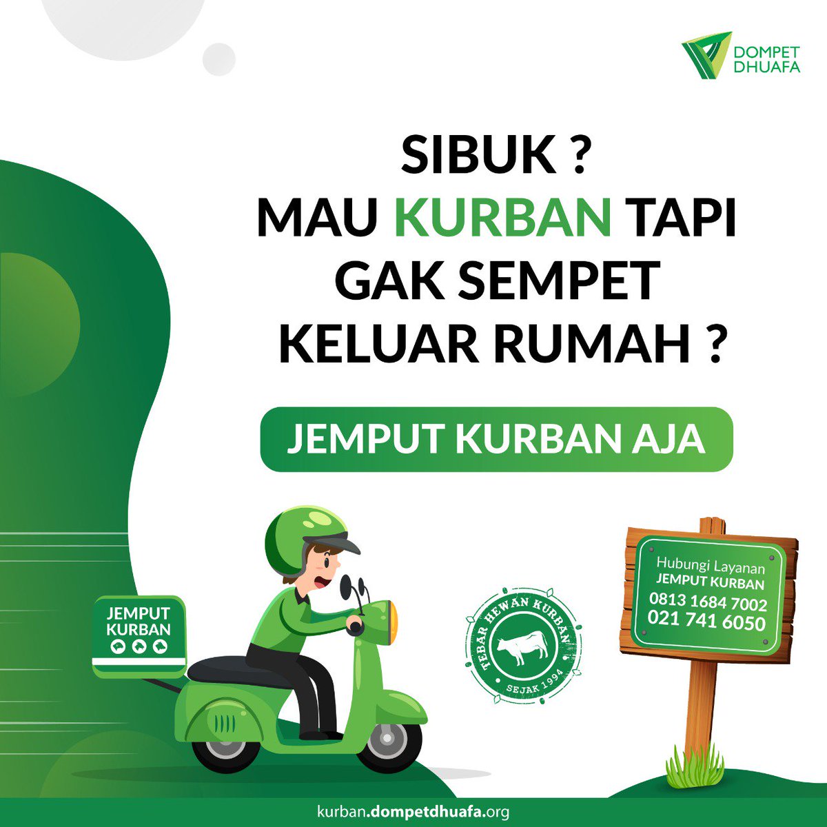 tebarkurban's tweet photo. Sibuk ? Belum sempat berkurban ? Yuk kontak langsung layanan Jemput Kurban @tebarkurban Dompet Dhuafa Cp : 0813-1684-7002. Praktis, aman dan nyaman #JanganTakutBerkurban https://t.co/bczSHiYmTI