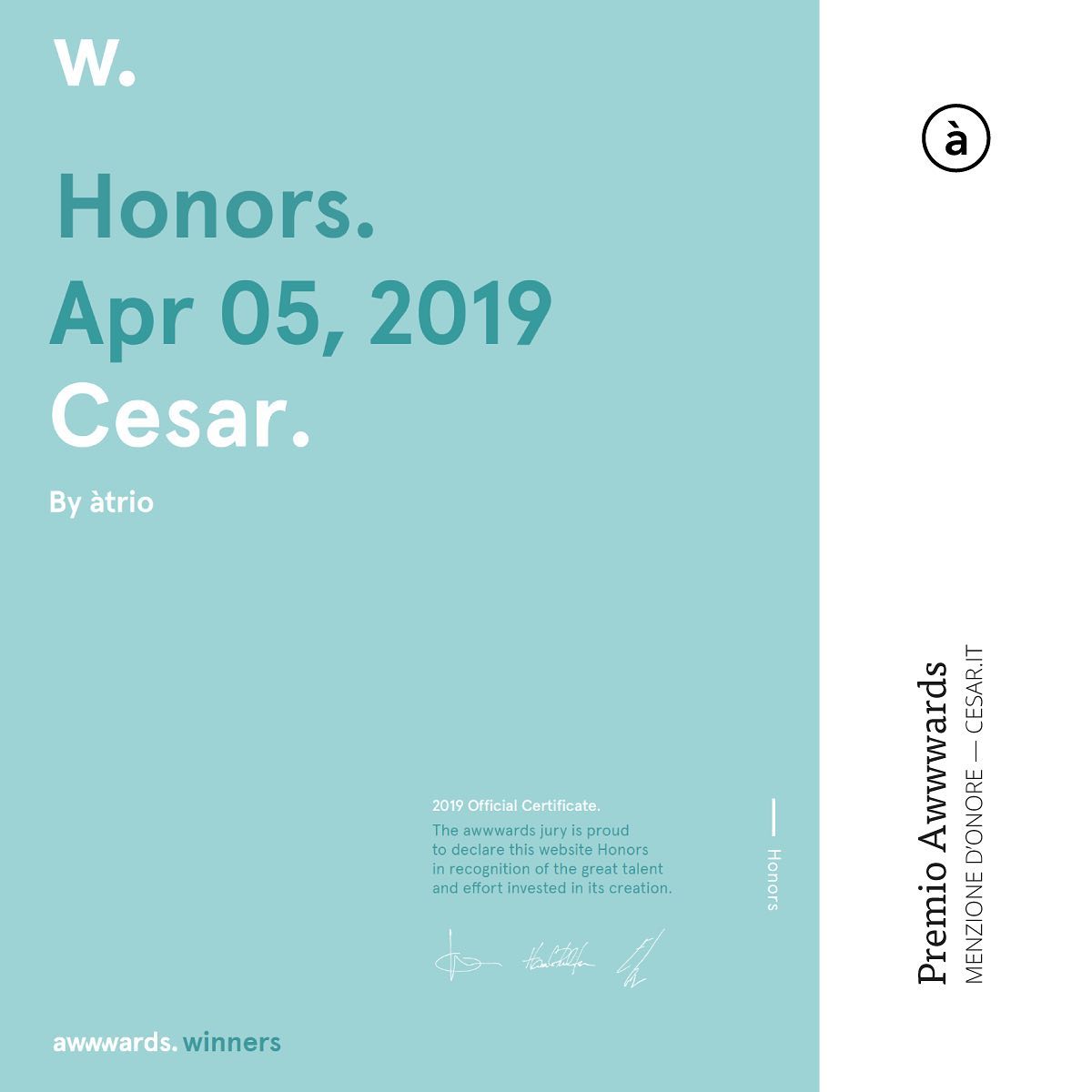 atriostudio's tweet photo. Con il sito https://t.co/kdEZ2fUVnC abbiamo ottenuto il premio “Honorable Mention” da @AWWWARDS il portale che premia i migliori siti web.
#webagency #webdesign #webdesigner #digitalagency #digitalmarketing #cesar #webdevelopers #website #sitoweb #awwwards #digitalstudio https://t.co/AeJrYGs79r