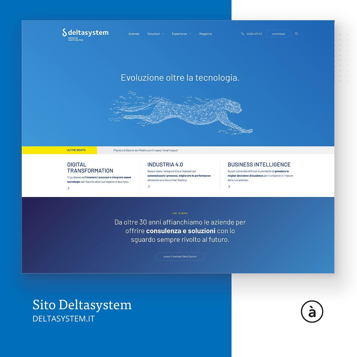 atriostudio's tweet photo. Evoluzione oltre la tecnologia. Il claim che abbiamo ideato e che apre il nuovo sito web https://t.co/afTjg7nDoQ, azienda che da oltre 30 anni si occupa di migliorare i processi per realizzare la trasformazione digitale nelle aziende. #deltasystem #website #sitoweb #webagency https://t.co/svW6usHfjJ