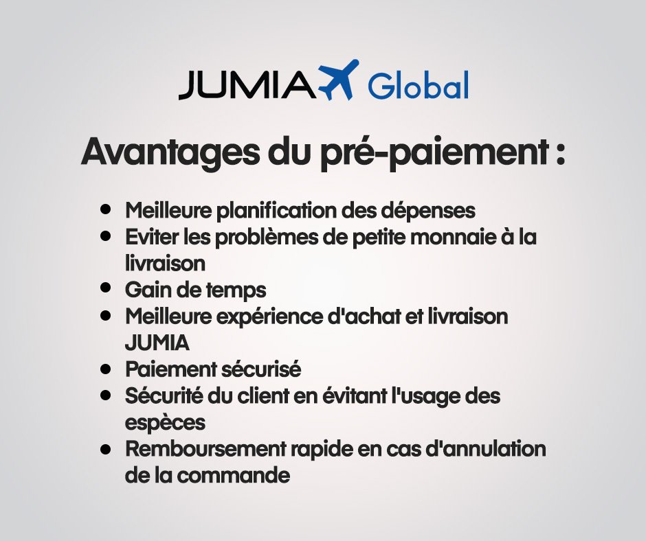 JumiaCameroun's tweet photo. Jumia Global propose un Paiement en ligne uniquement: Orange Money et MTN Mobile Money. Découvrez les avantages du pré-paiement👇
https://t.co/OnYaYbkUtF
#JumiaGlobal #Prepaiement https://t.co/0mRfMzm8co