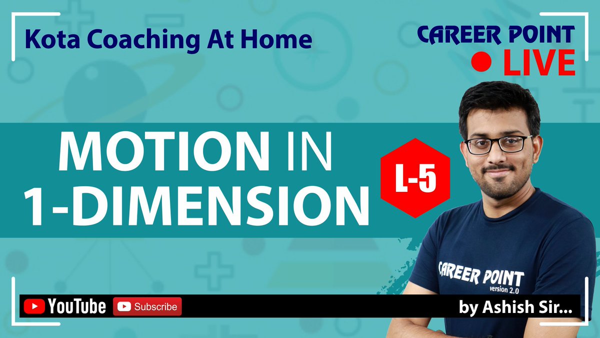 careerpointltd's tweet photo. Free Coaching for NEET &amp; JEE Preparation by Career Point Kota. We will be live today at 6:00 pm on youtube with the session "Motion in One Dimension in Physics". Click to set a reminder- https://t.co/1cRXlBCBSC
#motion #jeepreparationvideos #neetpreparationvideos #Physicscoaching https://t.co/DMWKKXwjm1