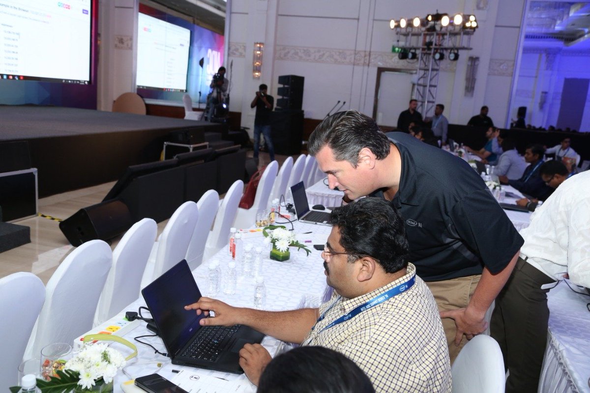IntelIndia's tweet photo. #IntelAIDC2019: Our hands-on training session with Meghana Rao & Benjamin Odom, Developer Evangelist Team- Intel. The team shares #AI powered capabilities of Intel such as the OpenVino Toolkit, inceptionv3 network & more, and how they're used to optimize functions. #AIOnIntel https://t.co/pTWQumL60a