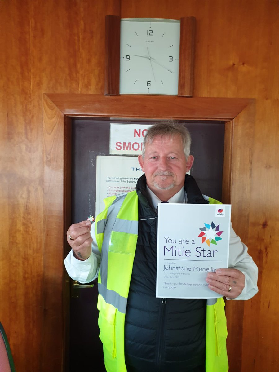 peteranthony001's tweet photo. Another security team member from Belfast (Branch 13) receiving a #mitiestars because he is continually supporting the Operations team here in NI; well done S/O Meneilly #exceptional @Mitie_TSM @mitie https://t.co/oK5XOJjg16