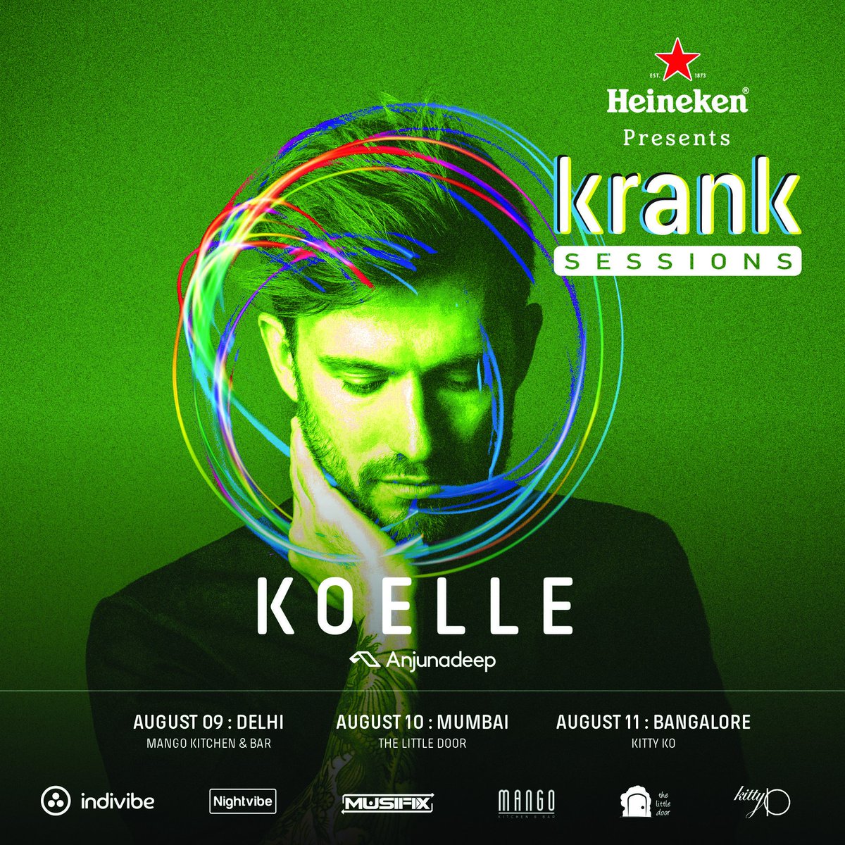 KrankGoa's tweet photo. Before the big @Heineken_IN #KrankSessions in #Goa next week (Aug 15-18th), we tour @KoelleChris (@Anjunadeep) across 3 cities this WKND with @Nightvibe_

Aug 9th: #Mango #Delhi
Aug 10th: @TLDMumbai #Bandra #Mumbai 
Aug 11th: @KittyKoIndia #Bangalore

Info https://t.co/p6xeuBoe9i https://t.co/v3Vli2yHkU