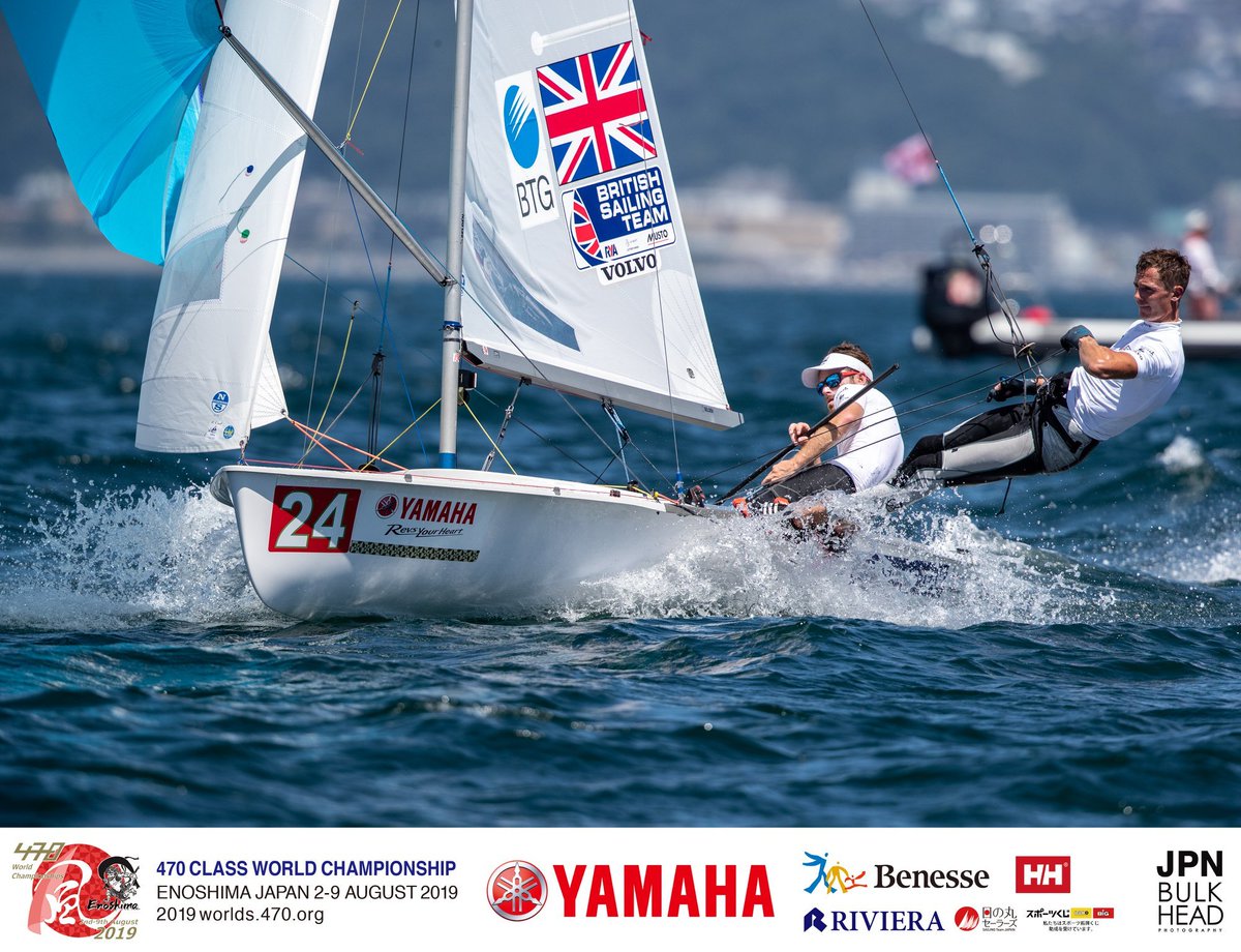 BritishSailing's tweet photo. Four days into the @470Sailing worlds in #Enoshima, and @hannahmills1988 and @McintyreEilidh have gone top of the table. 

@patience_luke and @chrisgrubegbr also banked two great results to move up to 14th. 

Full results 👉 https://t.co/NFzwD3pdef https://t.co/nJQS99fUcI