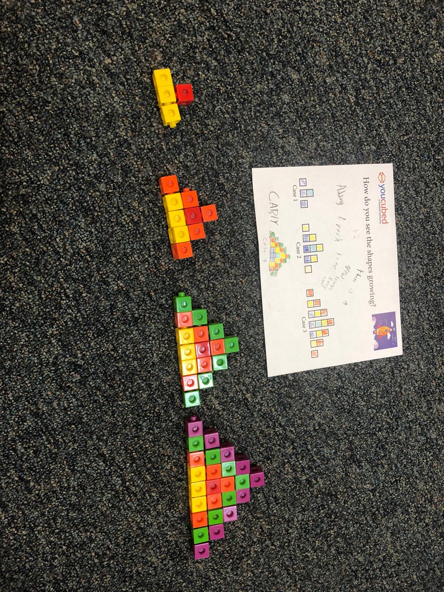 LynnMatteo's tweet photo. @BataviaMiddle 
Building and growing shapes. Looking for patterns and learning algebra... how cool is that?!
#youcubedcamp #bmspride https://t.co/RhTYowkHTe