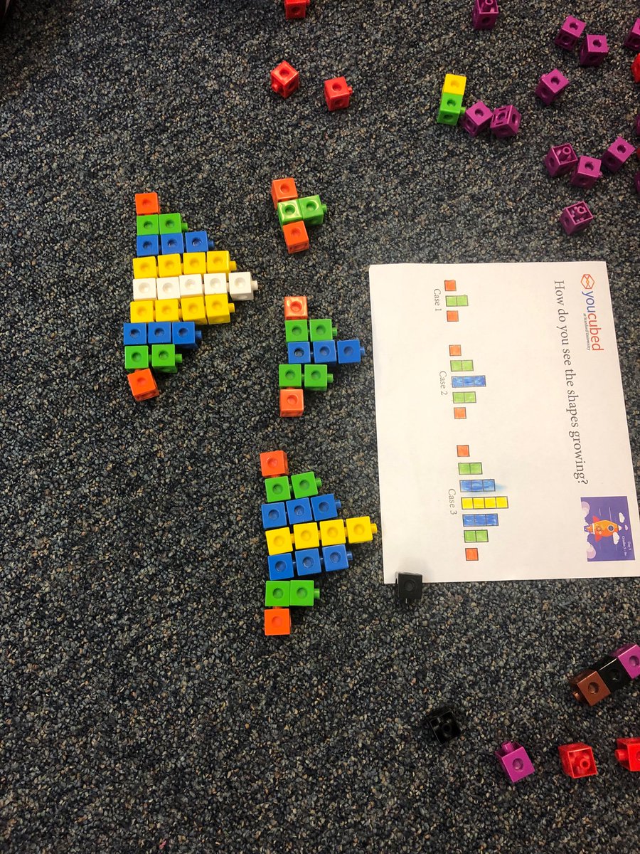 LynnMatteo's tweet photo. @BataviaMiddle 
Building and growing shapes. Looking for patterns and learning algebra... how cool is that?!
#youcubedcamp #bmspride https://t.co/RhTYowkHTe