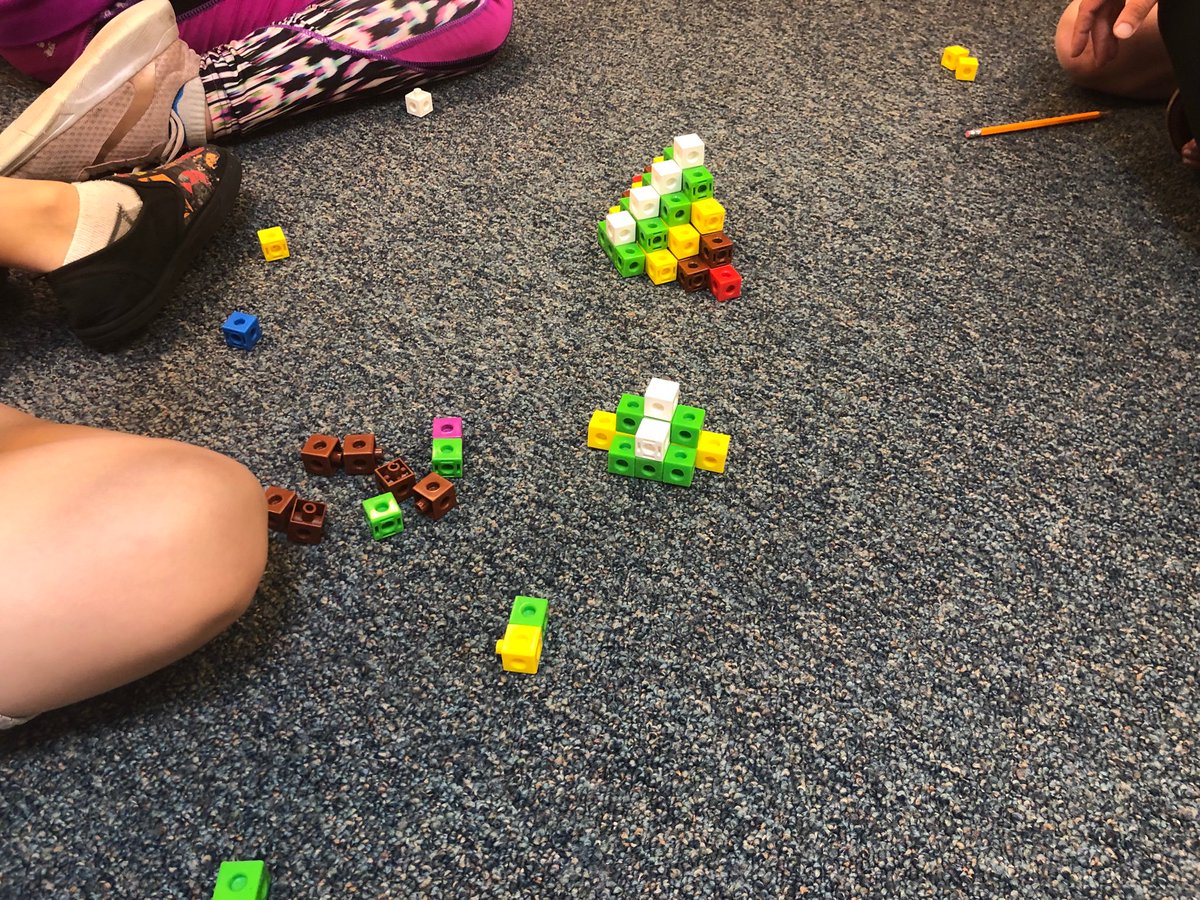 LynnMatteo's tweet photo. @BataviaMiddle 
Building and growing shapes. Looking for patterns and learning algebra... how cool is that?!
#youcubedcamp #bmspride https://t.co/RhTYowkHTe