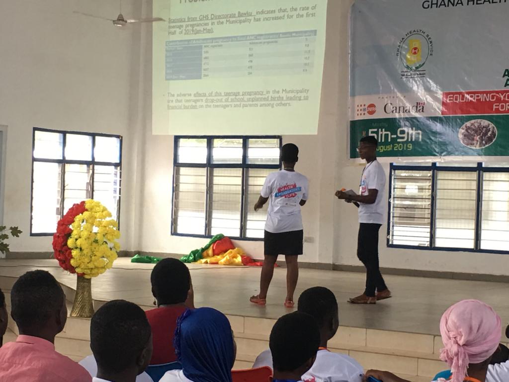 adhdghana's tweet photo. #AHATHON Pitch;
Team Upper East ( Bawku Sec Tec) presented a project aiming at Reaching out to Adolescents with SRHR information in the Bawku Municipality.
#AHAC2019 #AdHealthGh
@PPAGGhana @UNFPAGHANA @YAMghana https://t.co/X4z3oooxGe