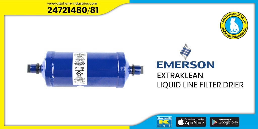 ZahemIndustries's tweet photo. Emerson EK Liquid Line Universal Filter Drier
The industry's best in class, premium compacted bead filter drier that has a desiccant blend optimized for high water and acid capacity.
available in our stores & app with different sizes
#Emerson #Mexico #filter #AlZahem https://t.co/TLDbpQ6SgA