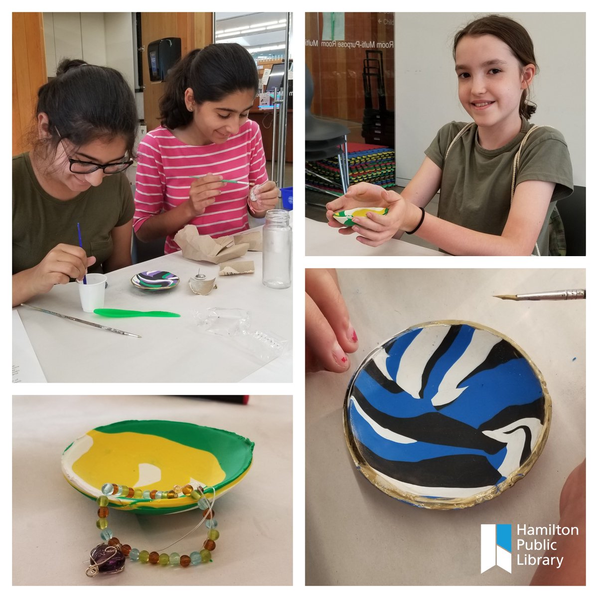 HamiltonLibrary's tweet photo. Teens at #HPLWaterdown Branch crafted their own marbled ring dishes and created some new pieces to wear and display. Budding #local fashion designers in the making! https://t.co/H4AVfU7wGd
#HamOnt #HPLteens #teens #summerreading https://t.co/gmu4ALjt9f