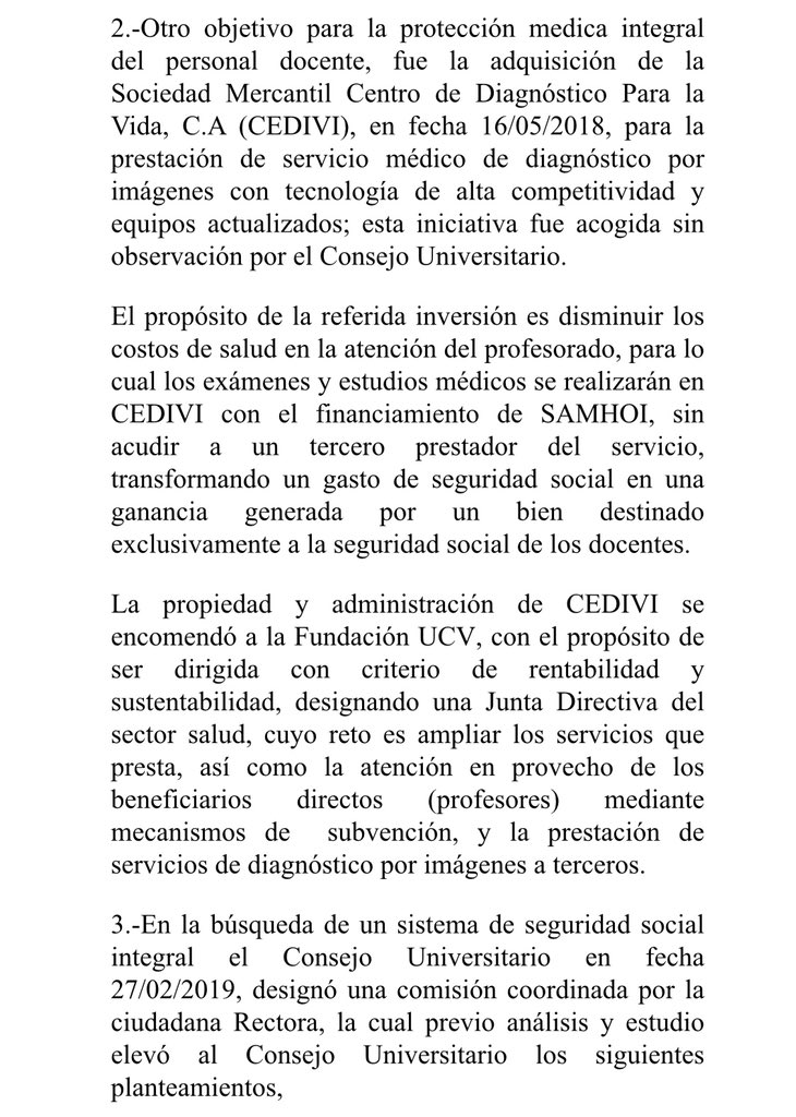 GarciaArochaC's tweet photo. Pronunciamiento de las Autoridades sobre el Informe Atención Médico-Asistencial del Profesorado UCV https://t.co/DLxhYbrbew