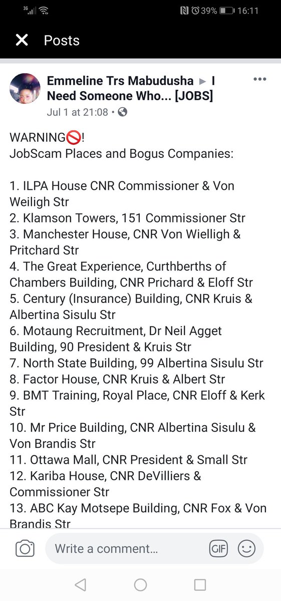 #JoburgRaid can they please raid those buildings of those bogus companies who ask people to pay for jobs... Here's a list of the addresses