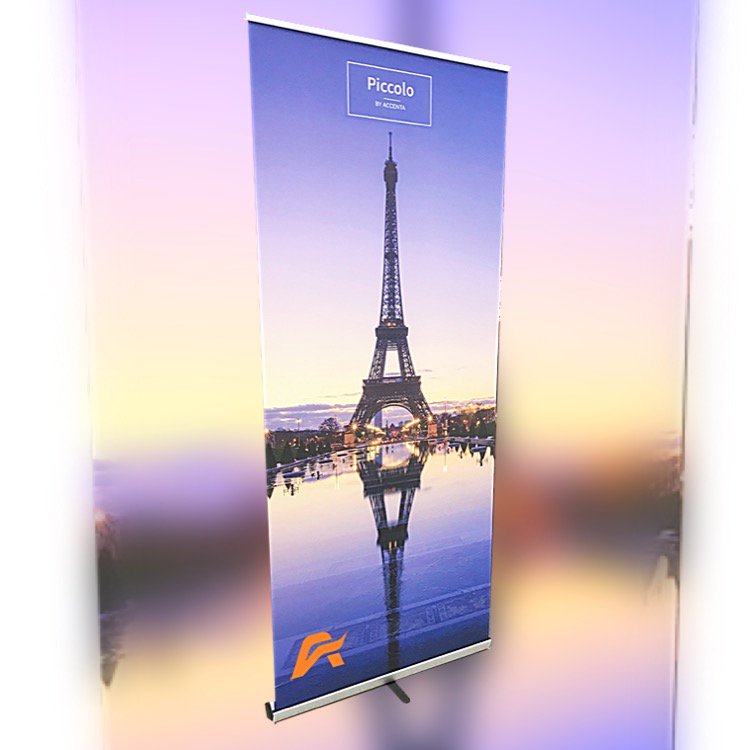 AccentaDisplay's tweet photo. PICCOLO is the lightest, most versatile banner in the world! Ultra lightweight and height adjustable. Weighs just 5lbs. It comes with a convenient, well-padded, protective carrying case. Visit https://t.co/5QuSUc8g8E and get yours today. https://t.co/amCdrKgx1u