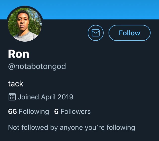 nevbav's tweet image. Ron is a bot.
Don’t engage!
#botReport
#botListed
#botBlocked
#fuckBots
#fuckTrump
#fuckGOPPOS
#fuckPutin
#fuckNRA