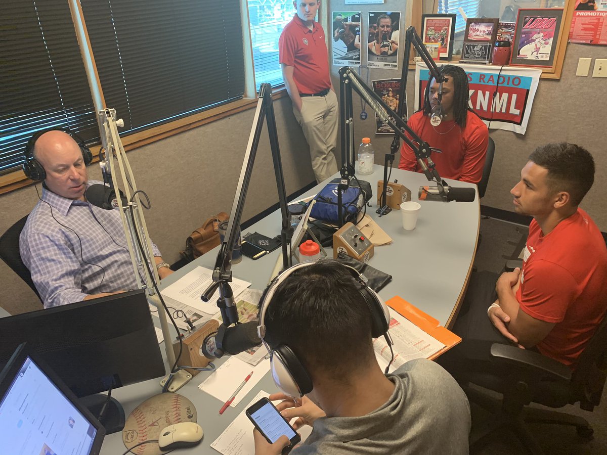 UNMLoboFB's tweet photo. It’s @GrayMicah7 &amp; Thomas Vieira live with @610KNML ... on the day off and announcing a Cumulus Sweet Deal ... half-price season ticket!  Check the Cumulus website starting at 9!!! #GoLobos https://t.co/mdHweA0vrE