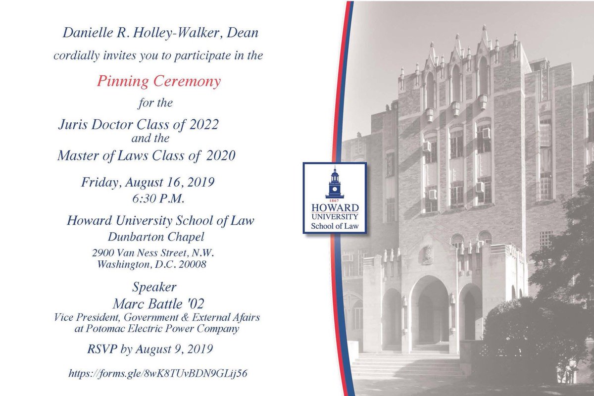 JOIN US Next Friday for the Annual Howard Law Pinning Ceremony as we welcome the Howard University School of Law Class of 2022 😆 RSVP at the link in our bio! #blacklawyersmatter #howardlaw #husl #brownlawyersmatter