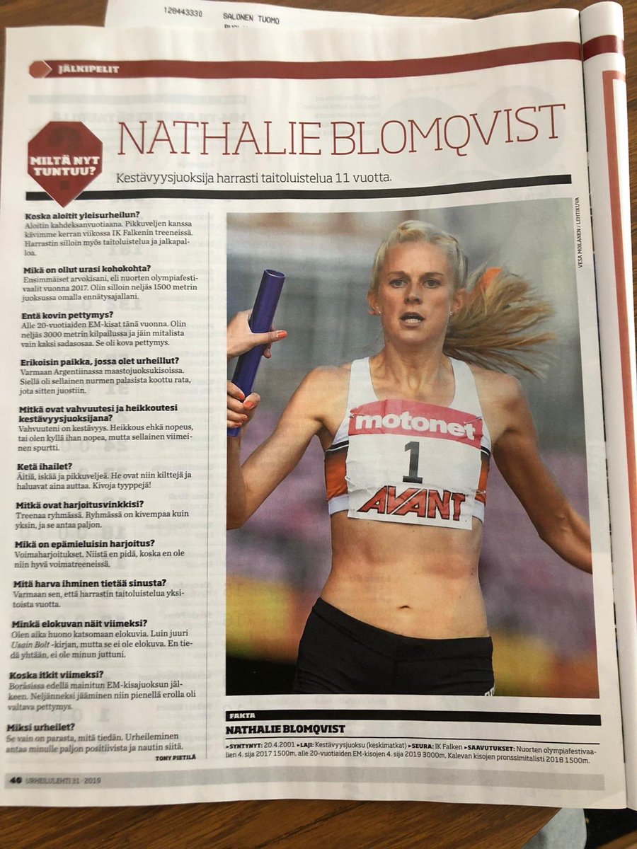 Nu är det nåt fel i bildbanken då både HS och Urheilulehti förväxlat unga Nathalie med en 30-årig tant. Jo, vi hör till samma förening men Nathalie förtjänar egen bild. #hejaNathalie