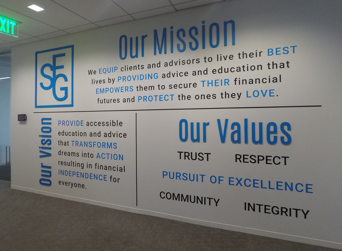 SFGTexas's tweet photo. We Wall Art! #ourmission #ourvision #ourvalues #massmutual #sfg #dallas https://t.co/1RGdcP9Upu