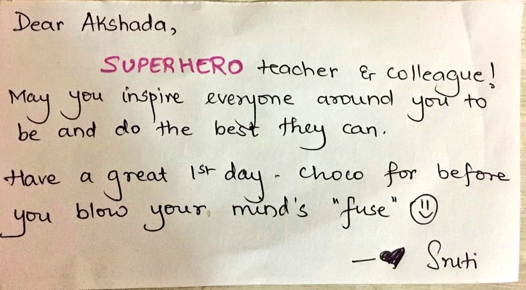 AksPagar's tweet photo. New beginnings, new grade and an amazing motivation...Thanks Sruti @SrutiSukumaran https://t.co/vPe63yjEgd