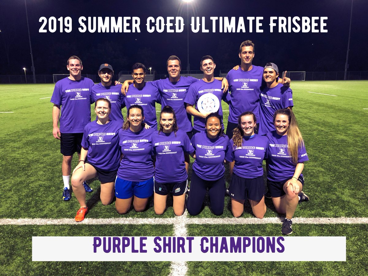 Congratulations to Frisky Frisbees, the Summer 2019 Coed Ultimate Frisbee #PurpleShirt Champions!