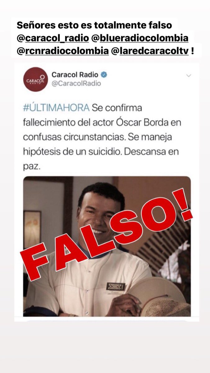 OscarBorda's tweet photo. Señores @CaracolRadio esta cuenta es de ustedes ??? Por qué si es así es irresponsable !! https://t.co/Y36HcjymKV