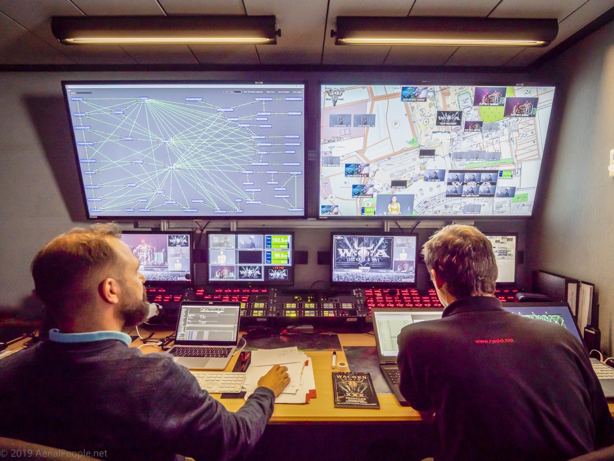 RIEDELnet's tweet photo. The red shoes were spotted at the @Wacken! Last weekend, Thomas Riedel visited our crew in the Wacken Control Center. With our MediorNet MultiViewer Map, they maintained an overview at all times.

#Riedelcommunications #MediorNet #Wacken #WOA2019 https://t.co/8rXm1EzH3z