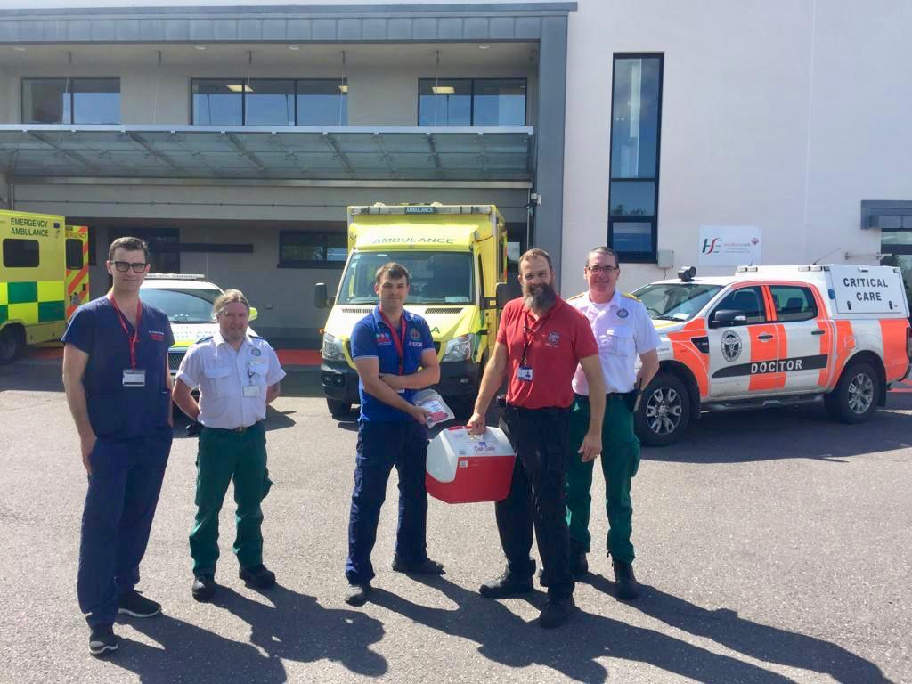 fogarty_eoin's tweet photo. @CUH_Cork &amp; @giveblood_ie in collaboration with @AmbulanceNAS, @westcorkrr and @eastcorkrr have now gone live with Prehospital Blood Transfusion enabling critically injured and ill patients receive emergency blood transfusion at the scene. This will save lives. @CUHCharity https://t.co/kWLogCaBef