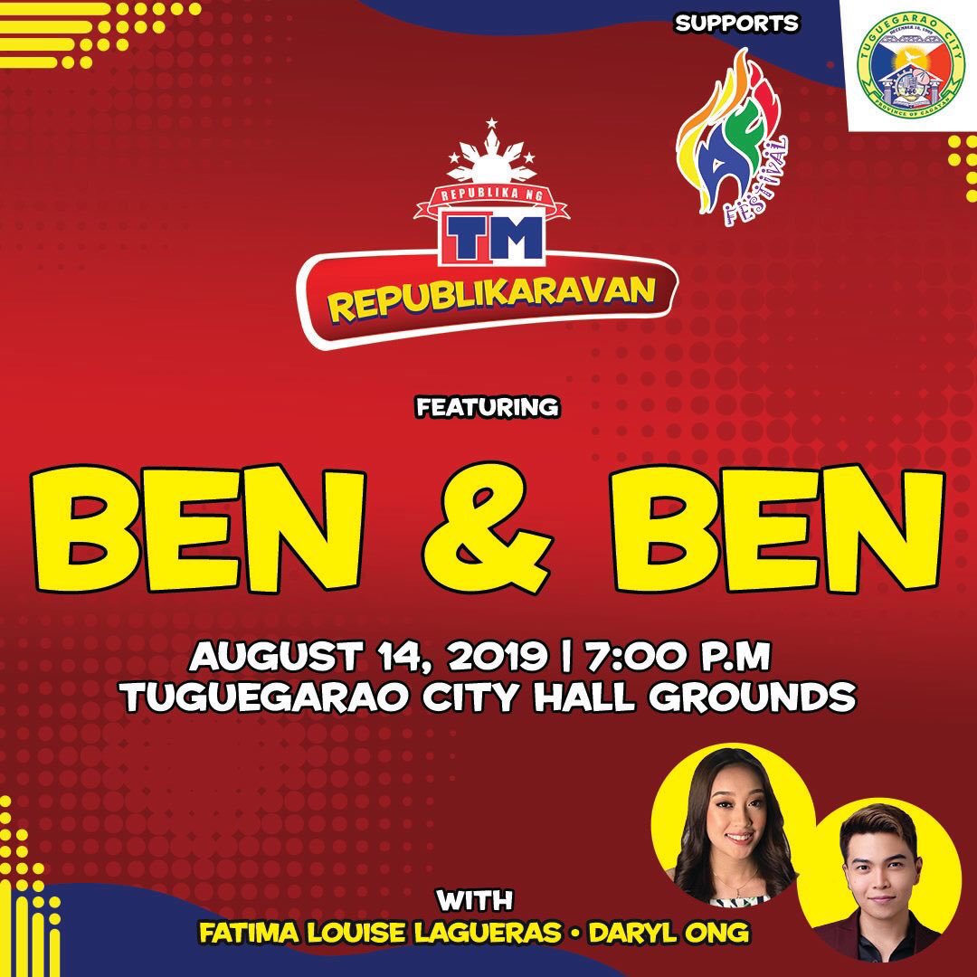 FANA_Official's tweet photo. Magkita kita po tayo sa Tuguegarao cityhall grounds sa ika -295th Tuguegarao City Patronal Fiesta AFI FESTIVAL 2019!!it’s a free concert on August 14,2019 7:00 pm. With @BenAndBenMusic and @imdarylong See you there!!
#AfiFestival
#BEN&BEN
#DarylOng
#FatimaLouise https://t.co/pkl6FkxjLu