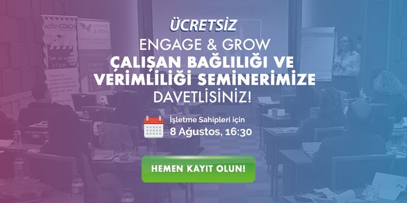 Engage &amp; Grow Türkiye tarafından düzenlenen “İşletme Sahipleri için Çalışan Bağlılığı ve Verimliliği Semineri” 8 Ağustos Perşembe günü İstanbul Engage &amp; Grow Türkiye’de!
<a href="/EngageandGrowTR/">Engage & Grow Turkey</a>
tifika.com/egitim/2873