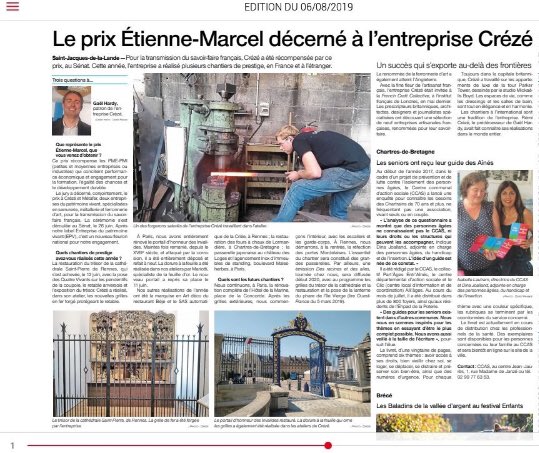 Notre jury #PEM2019 avait vu juste 🕶 Bravo aux Prix Étienne Marcel 2019 🏆 <a href="/sarlmetafer/">Metafer</a> <a href="/Creze_Rennes/">Crézé</a> qui ont, même au mois d’août 🏖, les honneurs de la #PQR <a href="/LeTelegramme/">Le Télégramme</a> <a href="/OuestFrance/">Ouest-France</a> Et ce n’est qu’un début... 👏 <a href="/labelepv/">Label EPV</a>