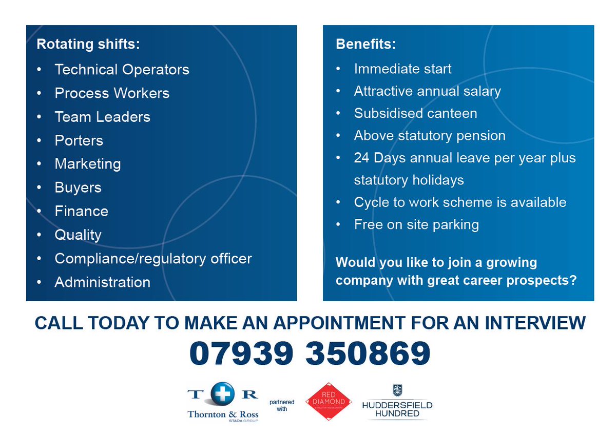 HudEvents's tweet photo. Thornton &amp; Ross are Recruiting!!!

Come to their Recruitment Fair on Tuesday 20th August.

#HudEvents https://t.co/MbOlTfEHlz