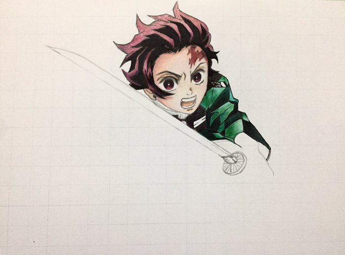 マイマイ@お絵描きさんがTwitterに投稿した竈門炭治郎(鬼滅の刃)のイラスト。