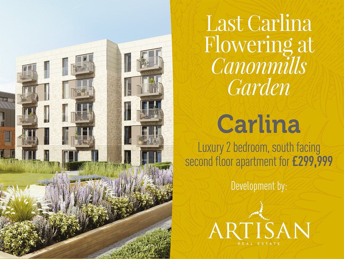 CanonmillsGdn's tweet photo. Don't miss out!! The last remaining Carlina apartment is up for sale at £299,999. For more info go to https://t.co/uA2Z6sIdDn or call 0131 247 3742. https://t.co/hDQg4N0rXJ