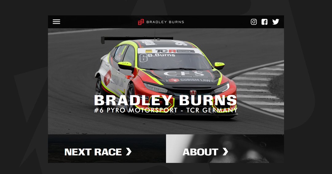BradleyBurns06's tweet photo. !! WEBSITE LAUNCH !!
Check out my new website at https://t.co/gjXPSW6S9E! Thank you to my partner @SpindriftMedia for the amazing site!
.
.
.
.
.
#BB06 #PyroMotorsport #BRDCRisingStars #TCRGermany #SpindriftMedia https://t.co/GPUnSYTs60